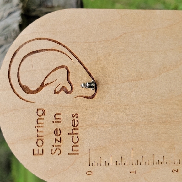 Tiny Buddha Stud Earrings - Picture 3 of 7